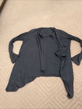 Sundry Charcoal Open-Front Draped Cardigan
